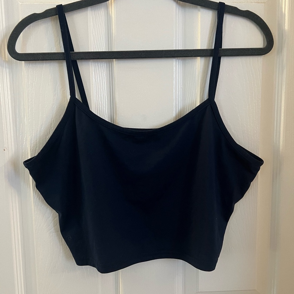 Navy Blue Spaghetti Strap Crop Top